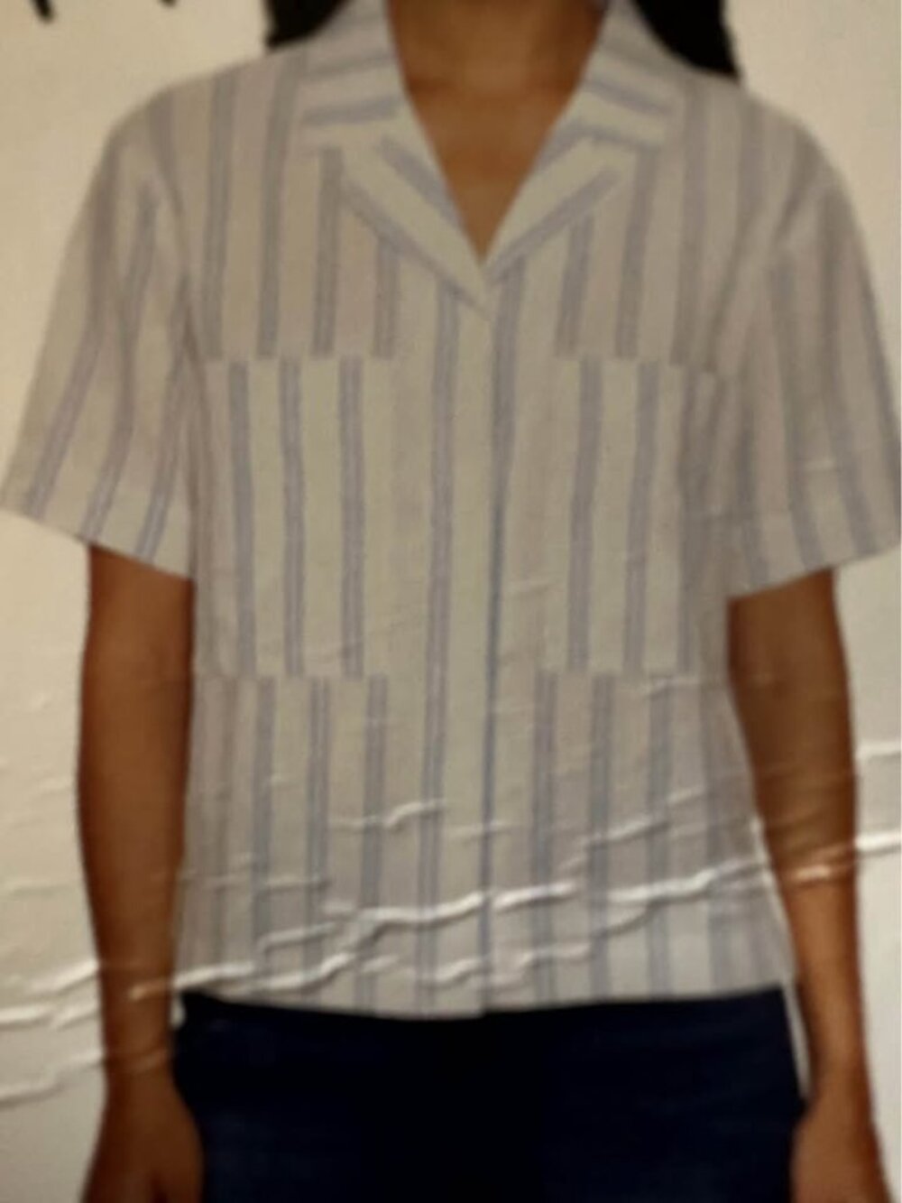 Linen Blend Short Sleeve Utility Top Sz M